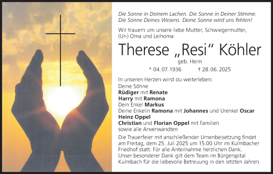 Anzeige von Therese Köhler von MGO