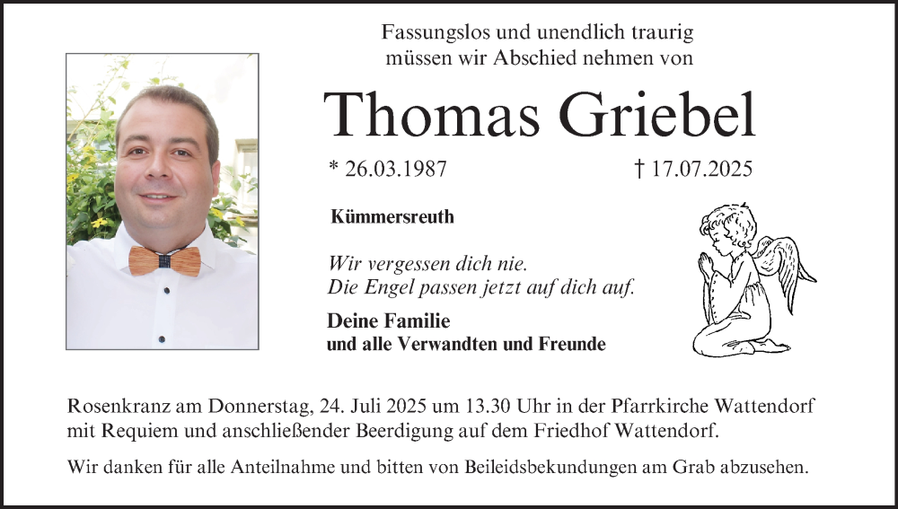 Traueranzeige für Thomas Griebel vom 22.07.2025 aus MGO