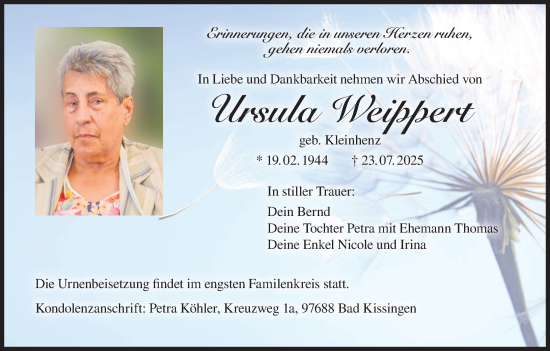 Anzeige von Ursula Weippert von MGO
