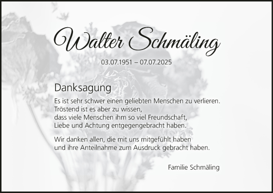 Anzeige von Walter Schmäling von MGO