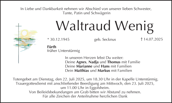 Anzeige von Waltraud Wenig von MGO