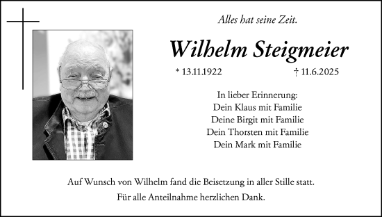 Anzeige von Wilhelm Steigmeier von MGO