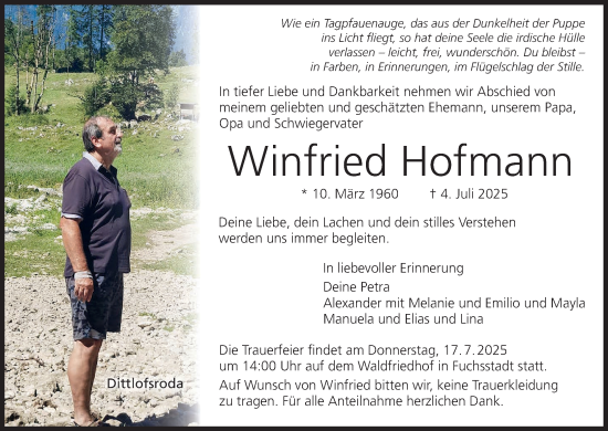 Anzeige von Winfried Hofmann von MGO