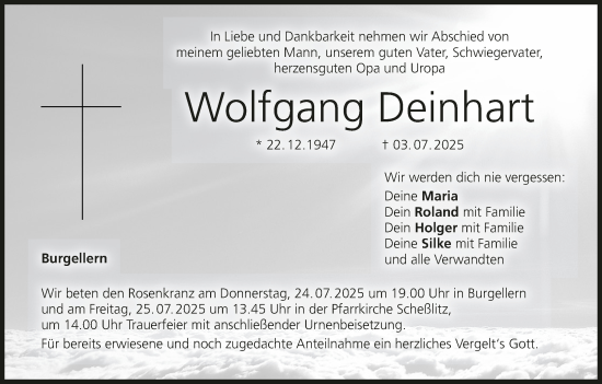 Anzeige von Wolfgang Deinhart von MGO