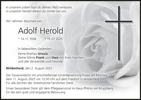 Anzeige von Adolf Herold von MGO