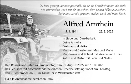 Anzeige von Alfred Amrhein von MGO