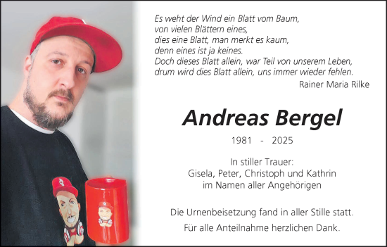 Anzeige von Andreas Bergel von MGO