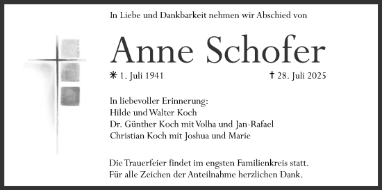 Anzeige von Anne Schofer von MGO