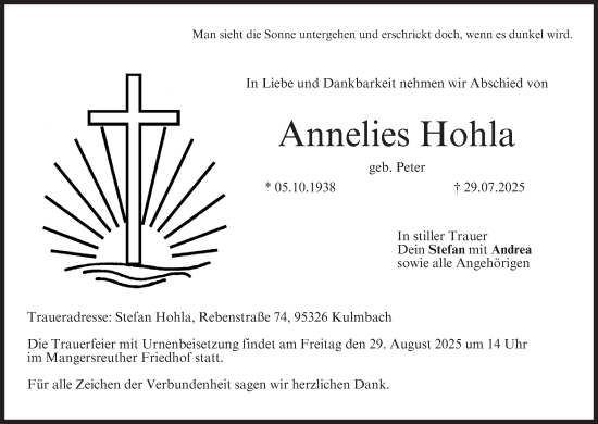 Anzeige von Annelies Hohla von MGO