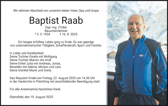 Anzeige von Baptist Raab von MGO