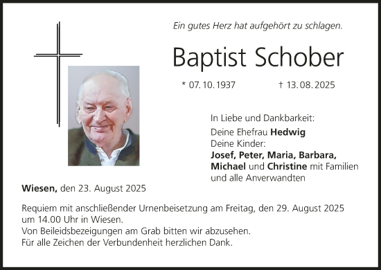 Anzeige von Baptist Schober von MGO