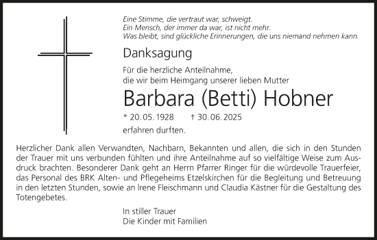 Anzeige von Barbara Hobner von MGO