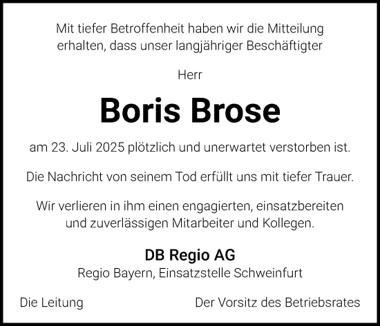 Anzeige von Boris Brose von MGO