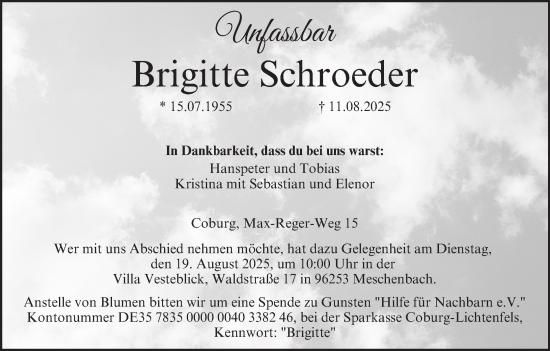 Anzeige von Brigitte Schroeder von MGO