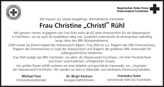Anzeige von Christine Rühl von MGO