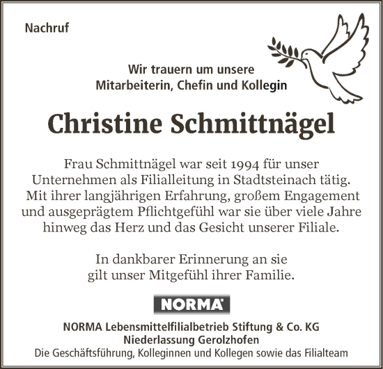 Anzeige von Christine Schmittnägel von MGO