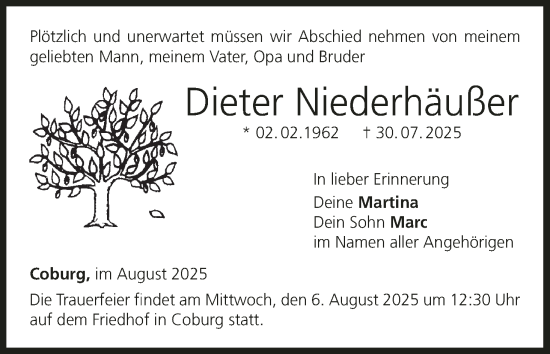 Anzeige von Dieter Niederhäußer von MGO