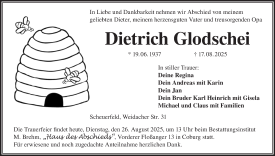 Anzeige von Dietrich Glodschei von MGO