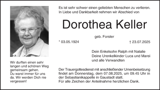 Anzeige von Dorothea Keller von MGO