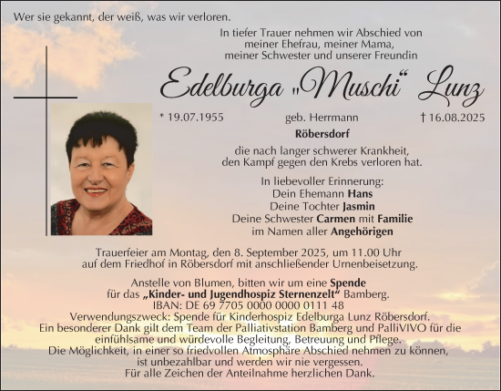 Anzeige von Edelburga Lunz von MGO