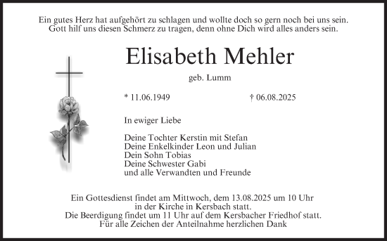 Anzeige von Elisabeth Mehler von MGO