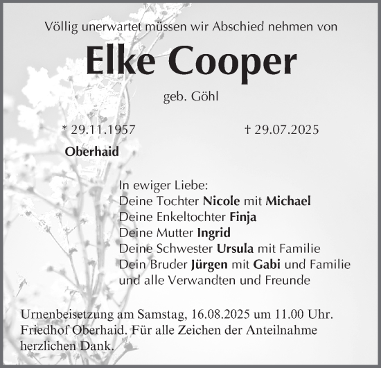 Anzeige von Elke Cooper von MGO