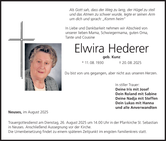 Anzeige von Elwira Hederer von MGO