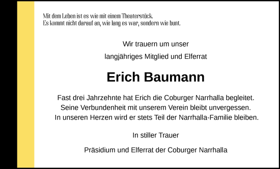 Anzeige von Erich Baumann von MGO