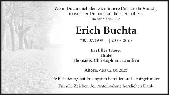 Anzeige von Erich Buchta von MGO