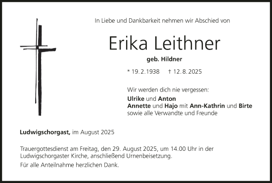 Anzeige von Erika Leithner von MGO