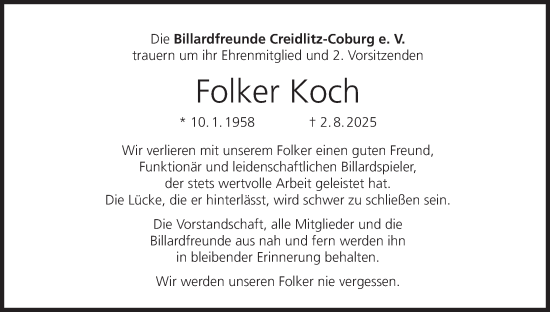 Anzeige von Folker Koch von MGO