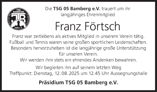 Anzeige von Franz Förtsch von MGO