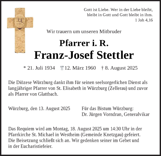 Anzeige von Franz-Josef Stettler von MGO