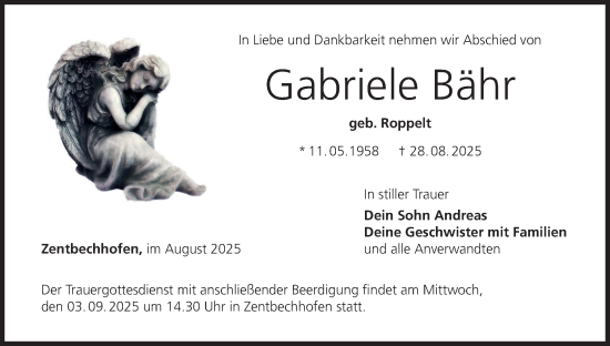 Anzeige von Gabriele Bähr von MGO