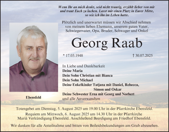 Anzeige von Georg Raab von MGO