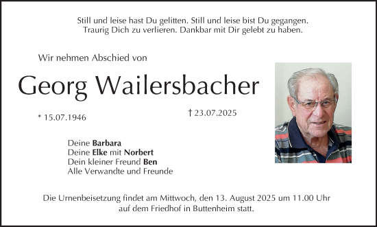 Anzeige von Georg Wailersbacher von MGO