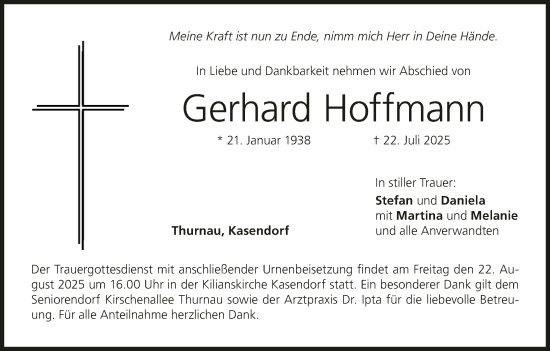 Anzeige von Gerhard Hoffmann von MGO