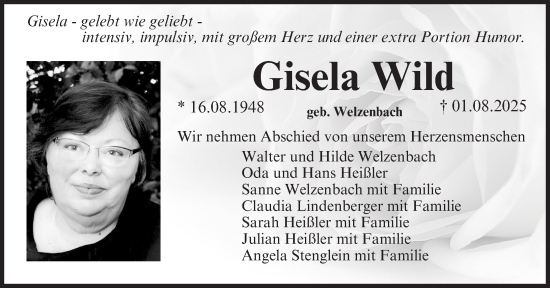 Anzeige von Gisela Wild von MGO
