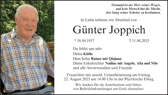Anzeige von Günter Joppich von MGO
