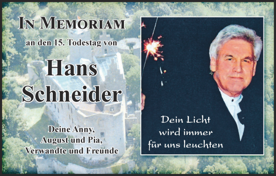 Anzeige von Hans Schneider von MGO