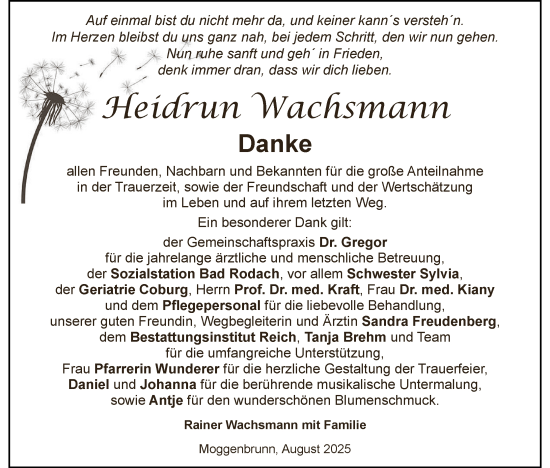 Anzeige von Heidrun Wachsmann von MGO
