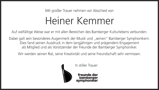 Anzeige von Heiner Kemmer von MGO