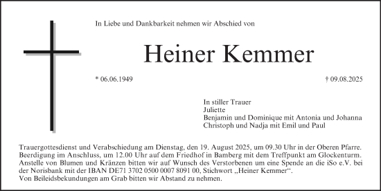Anzeige von Heiner Kemmer von MGO