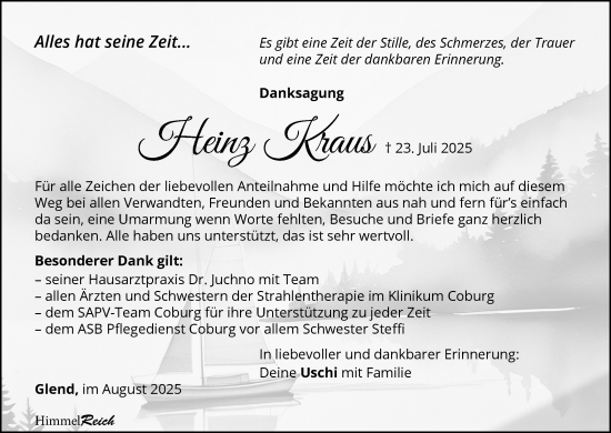 Anzeige von Heinz Kraus von MGO