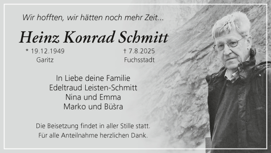 Anzeige von Heinz Konrad Schmitt von MGO