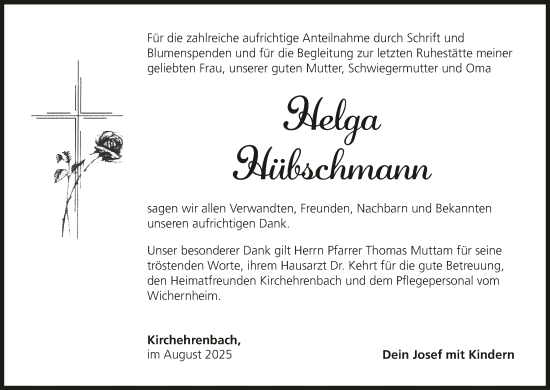 Anzeige von Helga Hübschmann von MGO