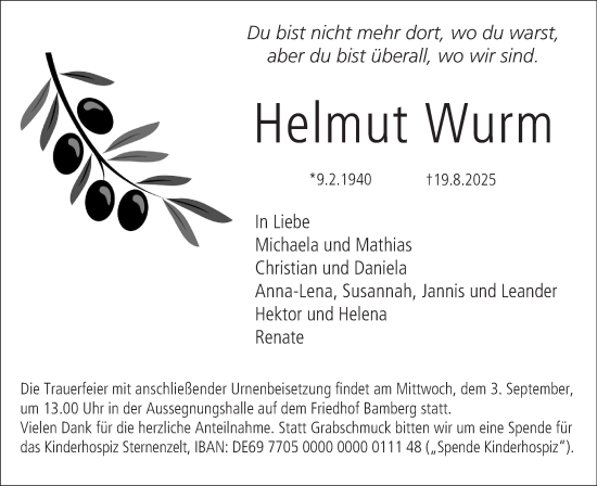 Anzeige von Helmut Wurm von MGO