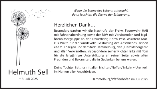 Anzeige von Helmuth Sell von MGO