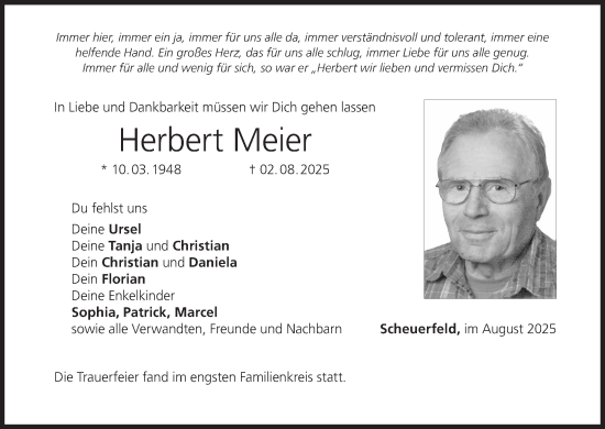 Anzeige von Herbert Meier von MGO