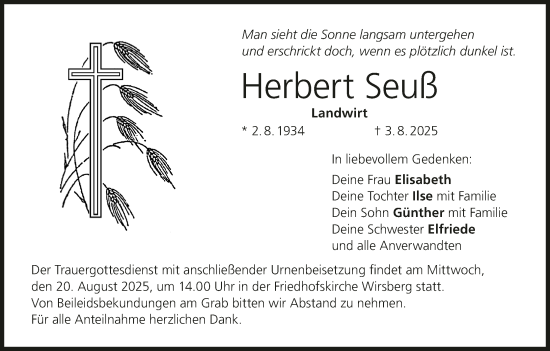 Anzeige von Herbert Seuß von MGO